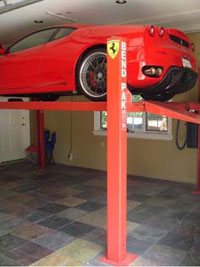 BendPak car storage lift - red Ferrari