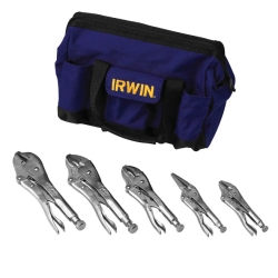 Vise Grip 5 Piece Locking Pliers Set in a Canvas Tool Tote Bag VGP2077704