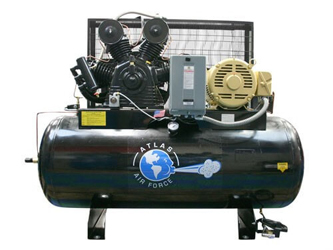 Atlas® Automotive Equipment Air Force AF15 PLUS Two Stage Three Phase 120 Gallon 15HP Motor Air Compressor w/Mag Starter - ATAF15Plus
