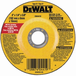 Dewalt Tools 4" x 1/4" x 5/8" High Performance Metal Grinding Wheel DWTDW4419