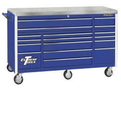 E-Z Red Blue 72" 17 Drawer Triple Bank Roller Cabinet EXTEX7217RCBL