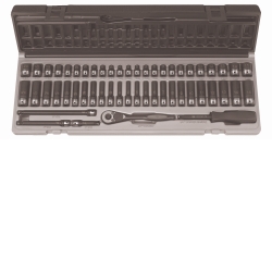 Grey Pneumatic 1/4" Drive 53 Piece Standard and Deep Fractional and Metric 6 Point Duo-Socket™ Set GRE89653CRD