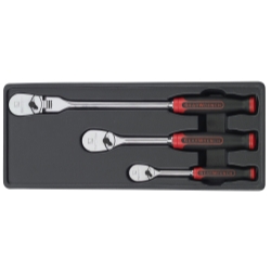 KD Tools 3 Piece Mix Ratchet Set with Cushion Grip (1/4", 3/8", and 3/8" Flex) KDT81203F