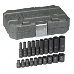 KD Tools 20 Piece 1/4" Drive 6 Point SAE Standard and Deep Impact Socket Set KDT84900