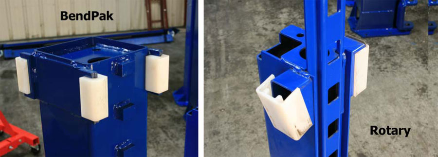 BendPak and Rotary Carriage Slide Blocks Comparison