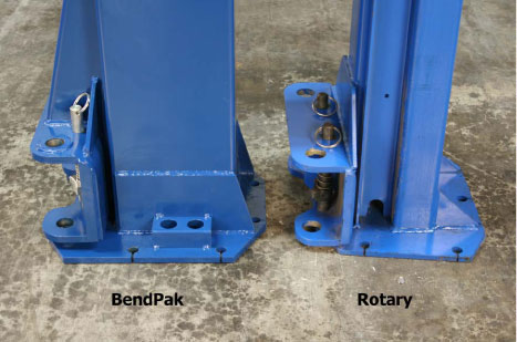 BendPak and Rotary Column Side Bottom Comparison