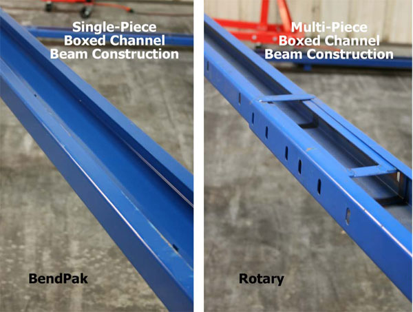 BendPak and Rotary Top Beam Construction Comparison