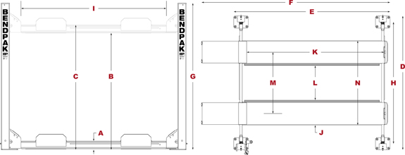 BendPak HD-9 Specifications Diagram