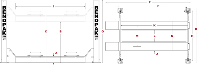 BendPak HDS-27X Specifications Diagram
