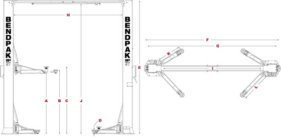 BendPak PCL-18 Specifications Diagram