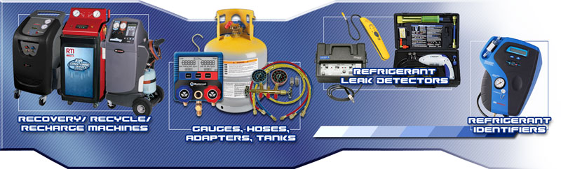 Air Conditioning: A/C Diagnostic Tools, A/C Flush, Recovery Recycle Recharge Machines, Refrigerant Leak Detectors, Robinair