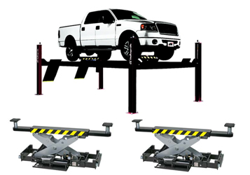Challenger 4P14EFX 4P14series Hydraulic Four Post Lifts 14,000 lbs & Qty 2 RJ7.5 7,500lb Rolling Jack
