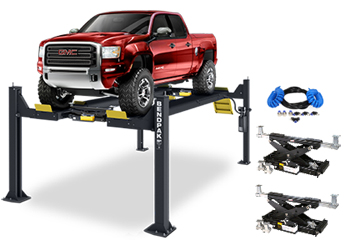HDSO-14AX Package, Includes BendPak HDSO-14AX 4 Post Alignment Rack, Set of 2 BendPak RJ-7 Rolling Bridge Jack, & Airline Kit