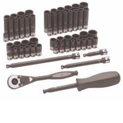 Grey Pneumatic 1/4" Drive 53 Piece Standard and Deep Fractional and Metric 12 Point Duo-Socket™ Set GRE89253CRD